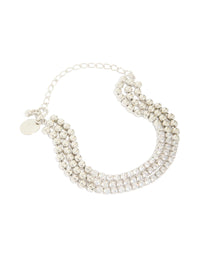 Silver Cubic Zirconia Half Cup Chain Layered  Bracelet - link has visual effect only