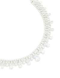Silver Cubic Zirconia Vintage Multi Pear Drops Necklace - link has visual effect only