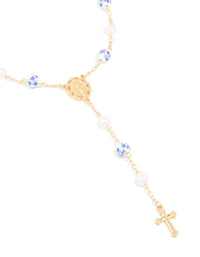Gold Plated Blue Floral Rosary Necklace - link has visual effect only