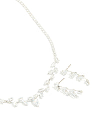 Silver Cubic Zirconia Vine Necklace & Earrings Set - link has visual effect only
