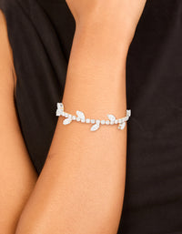 Silver Cubic Zirconia Marquise Vine Toggle Bracelet - link has visual effect only