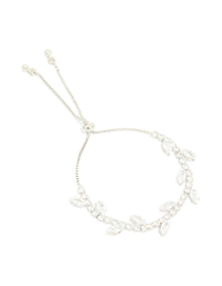Silver Cubic Zirconia Marquise Vine Toggle Bracelet - link has visual effect only