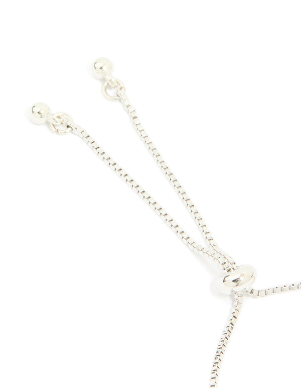 Silver Cubic Zirconia Marquise Vine Toggle Bracelet