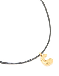 Waterproof Gold Plated Stainless Steel Large Bubble Letter C Cord Necklace - link has visual effect only