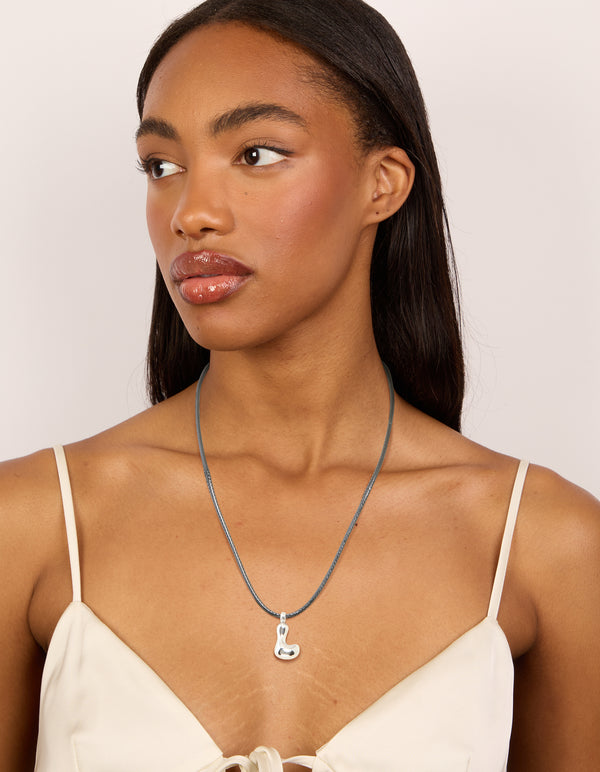 Waterproof Stainless Steel Bubble Large Bubble Letter L Cord Necklace