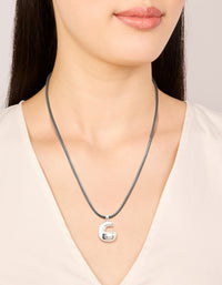 Waterproof Stainless Steel Large Bubble Letter C Cord Necklace - link has visual effect only