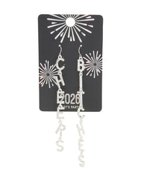 Silver Diamante Cheers B*tches Drop Earrings - link has visual effect only