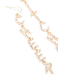 Gold Diamante Cheers B*tches Drop Earrings - link has visual effect only