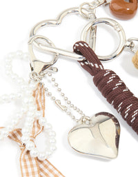 Silver Crochet Bear & Brown Bows Key Chain - link has visual effect only