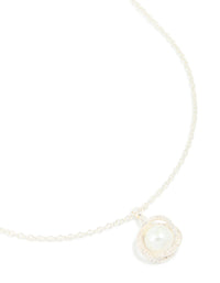 Silver Plated Cubic Zirconia Twisted Pearl Pendant Necklace - link has visual effect only