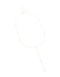 Silver Plated Cubic Zirconia & Freshwater Pearl Dainty Y-Necklace - link has visual effect only