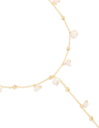 Gold Plated Freshwater Pearl & Pink Rose Quartz Semi Precious Stone Chip Necklace - link has visual effect only