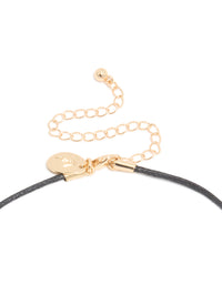 Gold Double Circle Layered Pendant Cord Necklace - link has visual effect only