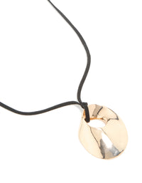 Gold Long Organic Pendant Cord Necklace - link has visual effect only