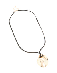 Gold Long Organic Pendant Cord Necklace - link has visual effect only