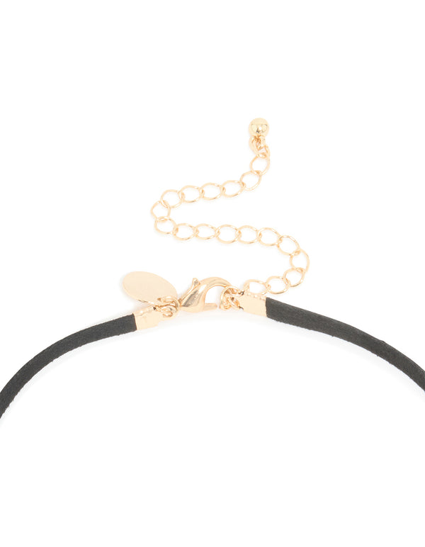 Gold Long Organic Pendant Cord Necklace