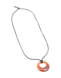 Brown Acrylic Dainty Circle Pendant Cord Necklace - link has visual effect only