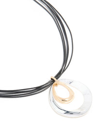 Mixed Metal Double Circle Pendant Necklace - link has visual effect only