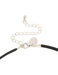 Silver Open Oval Pendant Cord Necklace - link has visual effect only