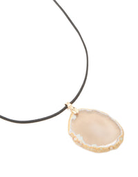 Stone Large Pendant Cord Necklace - link has visual effect only