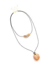 Brown Acrylic Pebble Cord Layered Necklace - link has visual effect only