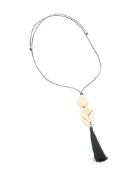 Gold Beaded & Black Tassel Long Necklace - link has visual effect only