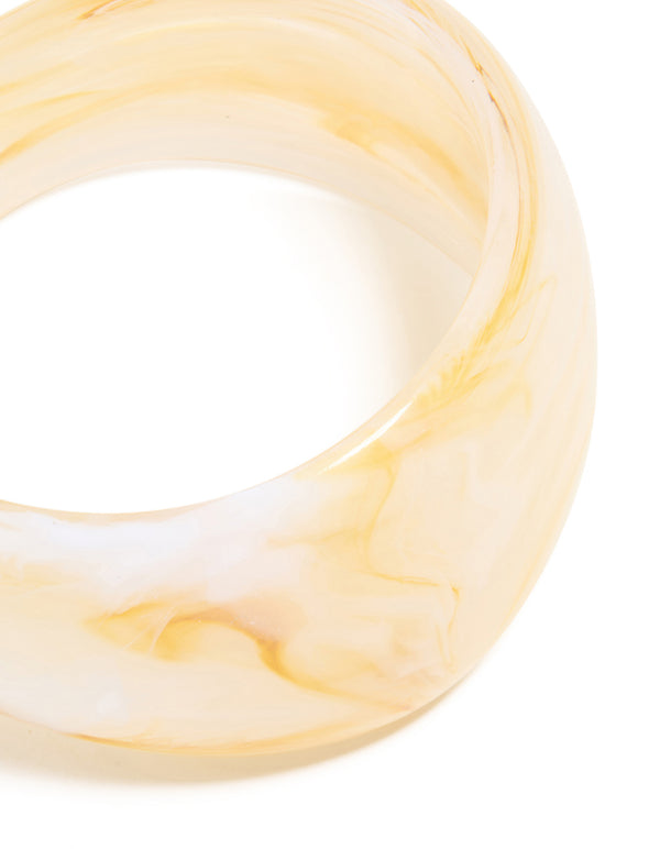 Cream Marbled Acrylic Statement Bangle