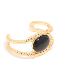 Gold Black Stone Textured Wrist Cuff - link has visual effect only