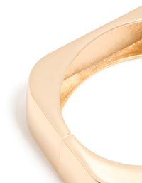 Gold Statement Rectangle Hinged Bangle - link has visual effect only