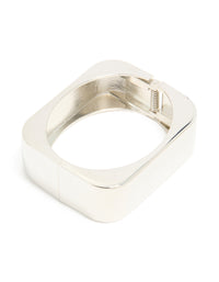 Silver Statement Rectangle Hinged Bangle - link has visual effect only