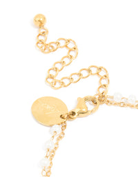 Waterproof Gold Plated Stainless Steel Pearl & Cubic Zirconia Bracelet - link has visual effect only