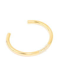 Waterproof Gold Plated Stainless Steel Diamante Wrist Cuff - link has visual effect only