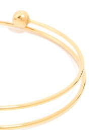 Waterproof Gold Plated Stainless Steel Ball End Bangle - link has visual effect only