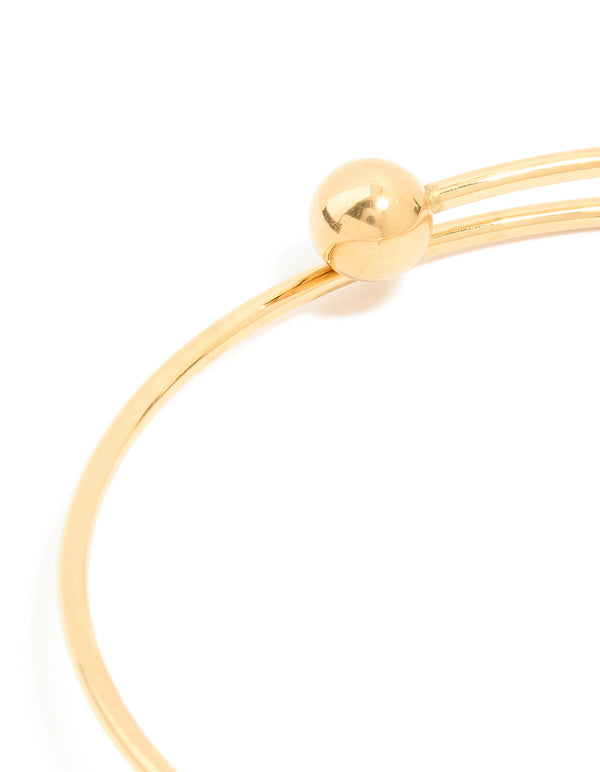 Waterproof Gold Plated Stainless Steel Ball End Bangle