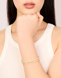 Waterproof Gold Plated Stainless Steel Diamante Roman Numeral Bangle - link has visual effect only