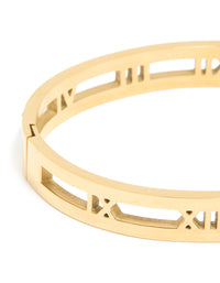 Waterproof Gold Plated Stainless Steel Diamante Roman Numeral Bangle - link has visual effect only