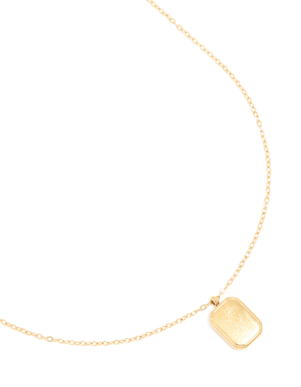 Waterproof Gold Plated Stainless Steel March Birth Flower Daffodil Necklace
