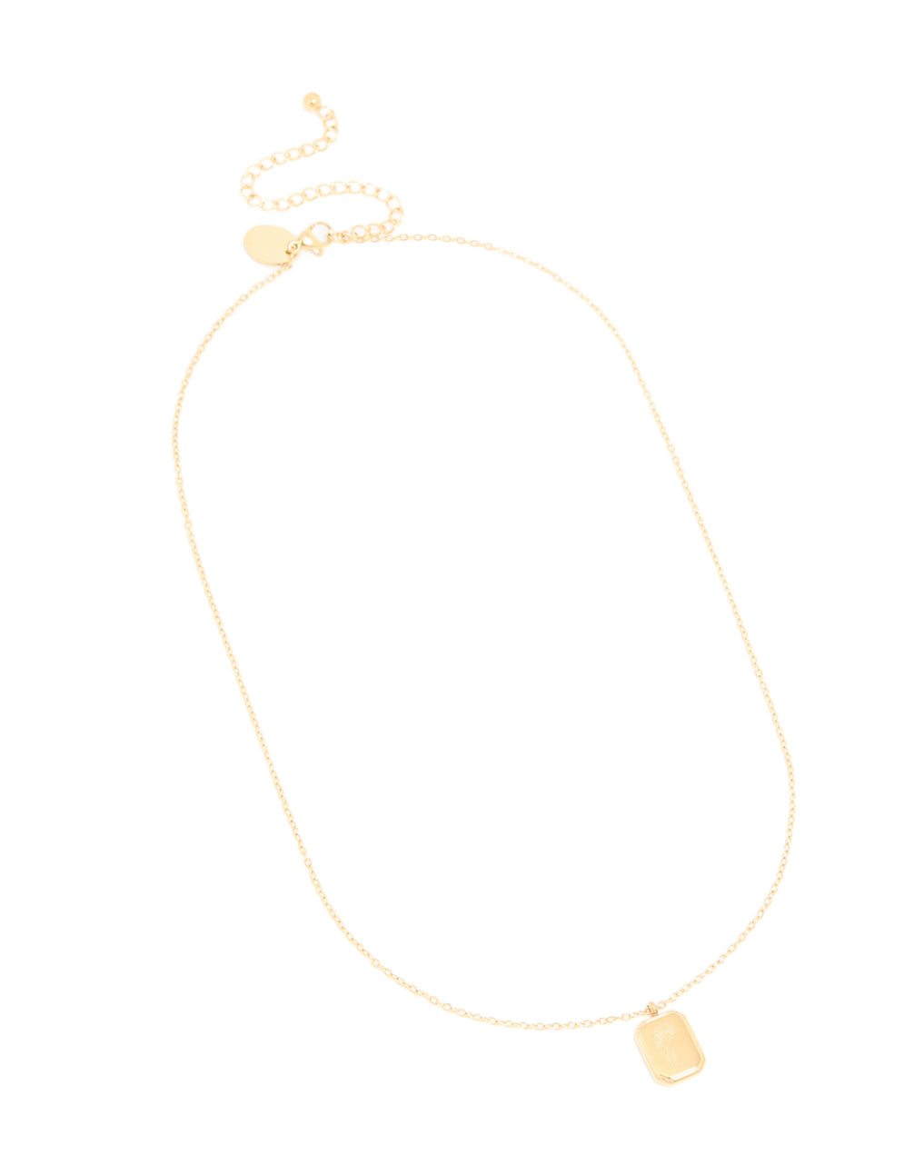 Waterproof gold plated stainless steel flower April daisy pendant necklace front view