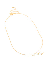 Waterproof Gold Plated Stainless Steel June Cubic Zirconia Birthstone Necklace & Earrings Set - link has visual effect only