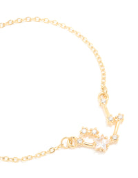 Waterproof Gold Plated Stainless Steel Cubic Zirconia Aquarius Zodiac Sign Bracelet - link has visual effect only