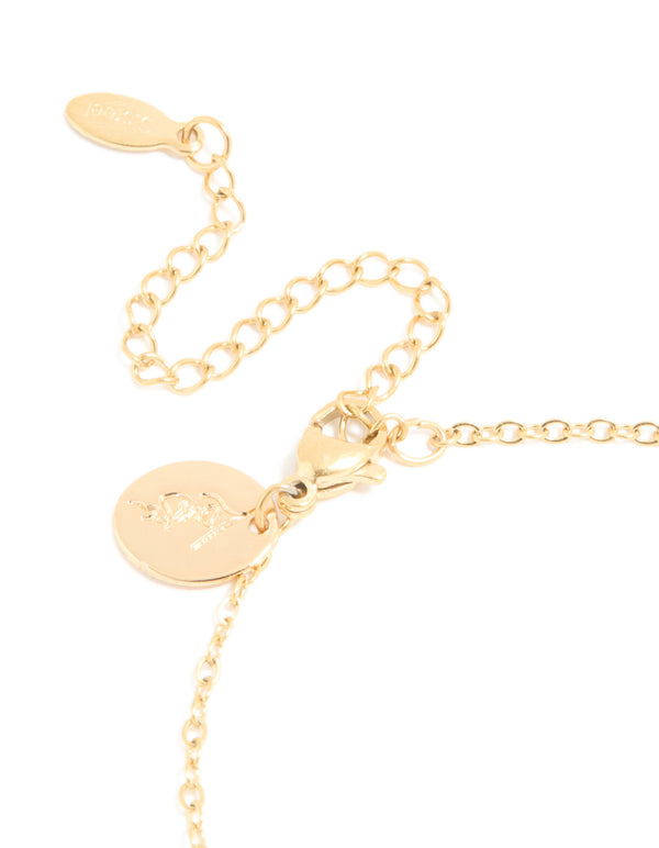 Waterproof Gold Plated Stainless Steel Cubic Zirconia Aquarius Zodiac Sign Bracelet