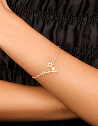 Waterproof Gold Plated Stainless Steel Cubic Zirconia Pisces Zodiac Sign Bracelet - link has visual effect only