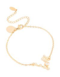 Waterproof Gold Plated Stainless Steel Cubic Zirconia Pisces Zodiac Sign Bracelet - link has visual effect only