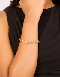 Waterproof Gold Plated Stainless Steel Dainty Clasp Chain Bracelet - link has visual effect only