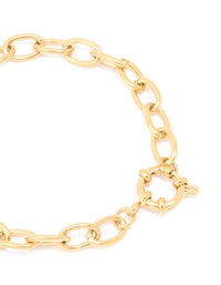 Waterproof Gold Plated Stainless Steel Dainty Clasp Chain Bracelet - link has visual effect only