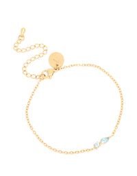 Waterproof Gold Plated Stainless Steel March Light Blue Cubic Zirconia Birthstone Bracelet - link has visual effect only