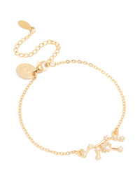 Waterproof Gold Plated Stainless Steel Cubic Zirconia Virgo Zodiac Sign Bracelet - link has visual effect only