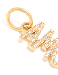 Waterproof Gold Plated Stainless Steel Cubic Zirconia Amore Charm - link has visual effect only