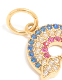 Waterproof Gold Plated Stainless Steel Cubic Zirconia Rainbow Charm - link has visual effect only