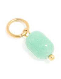 Waterproof Gold Plated Stainless Steel Jade Semi Precious Stone Charm - link has visual effect only